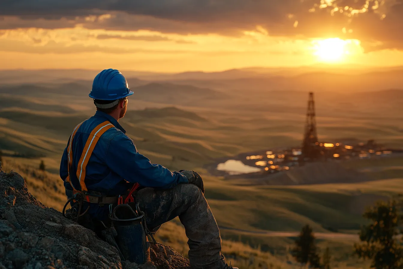 A Wyoming oil miner contemplating the benefits of MWD tools at the end of a hard day&#x27;s work.